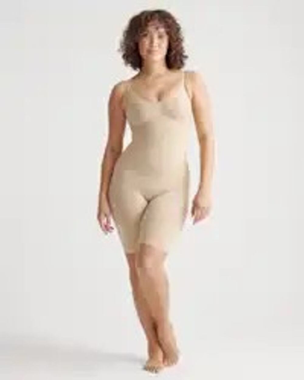 Quince Women's Sculpting Mid-Thigh Bodysuit Clay NEW ~ Size L